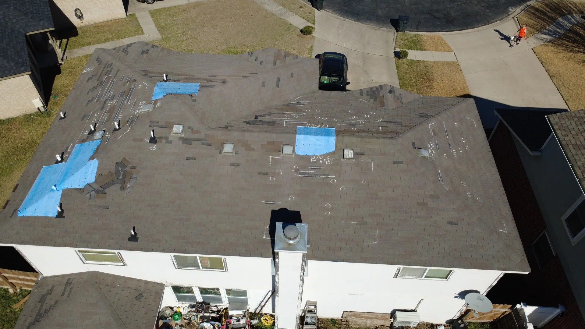 Aerial roof storm damage inspection, Hutto, TX